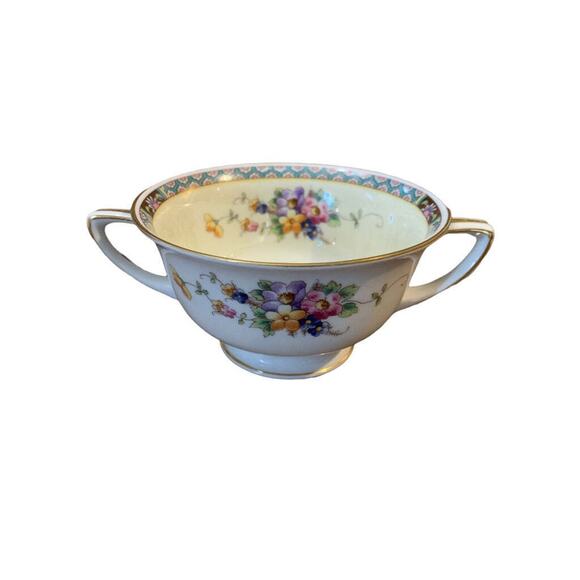 H & C Heinrich Vintage Bouillon Cup Senta Pattern Broth Double Handle Floral - Picture 1 of 7